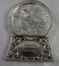 Ganz Season's Greetings Snow Globe Metal Ornament New