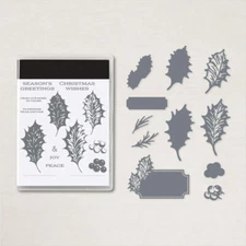 Leaves of Holly Metal Cutting Dies Clear Stamps Stencil Diy Scrapbooking Crafts