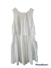 NWT Adrianna Papell 14 Dress Ivory Lace Overlay Knee Length Sleeveless Eyelet