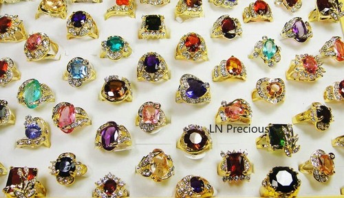 wholesale lots 20pcs 100% Zirconia Engagement Wedding gold Plated Rings FREE - Picture 6 of 6