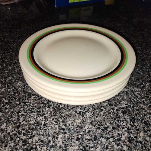 4 piatti vintage Shenango China ButterPat ristorante merce IncaWare verde marrone e nero - Foto 3 di 4
