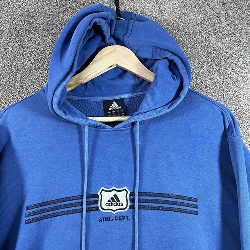 Adidas Hoodie mittelblau Fleece Vintage Pullover großes Logo - Bild 2 von 11