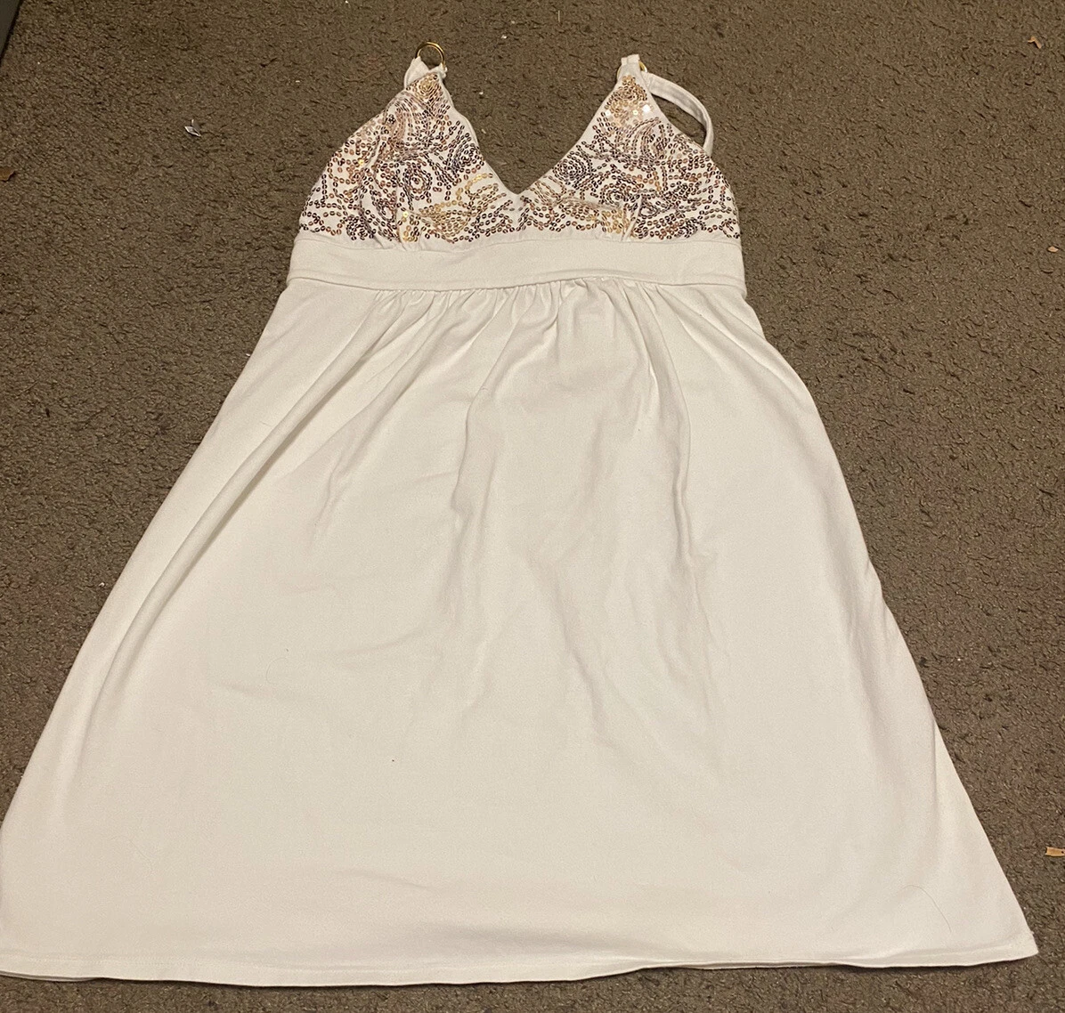 Victoria's Secret Bra Tops Halter Dress White Cotton Sequins Size