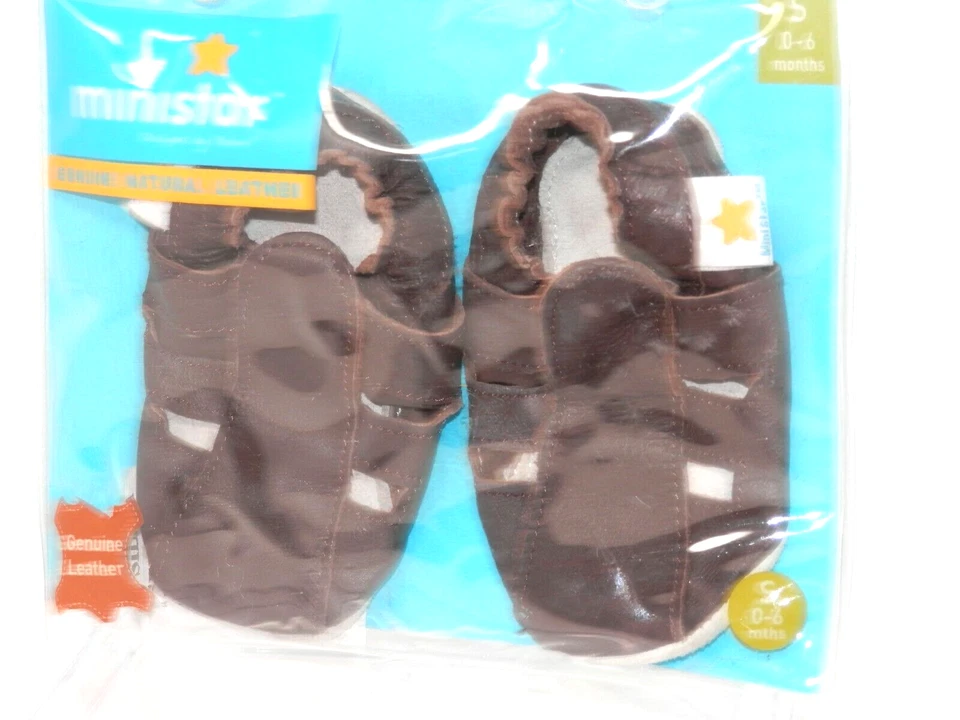 Ministar Cuero Bebé Sandalia Zapatos Marrón Talla Pequeña 0-6 Meses Suela Suave Infantil Foto 3 de 4