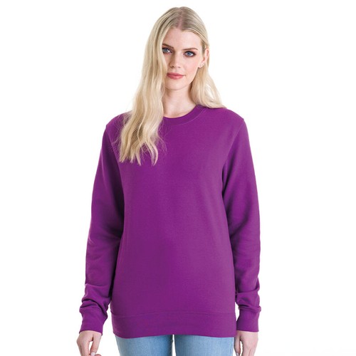Mens Plain Sweatshirt Crew Neck Jumper Top Sweater Casual Sweat Top Ladies AWDis - Picture 8 of 43