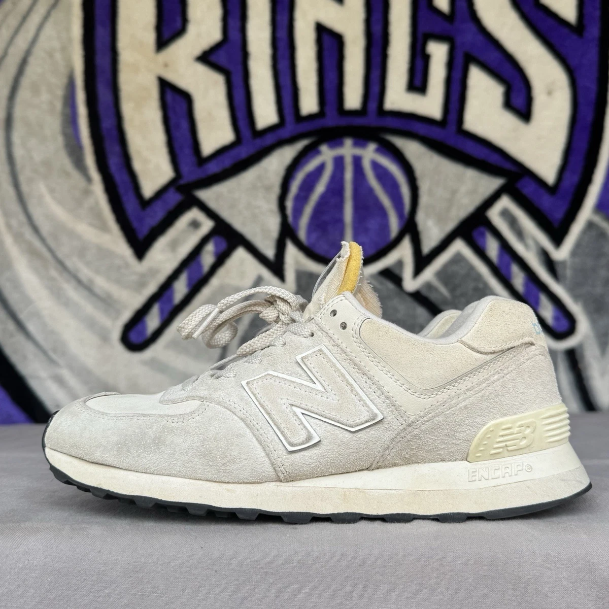 Size M7.5/W9 - New Balance 574 Unisex Casual Shoes Sneakers U574BSB Suede New Balance 574 White Tan for Sale | Authenticity Guaranteed  main image 3