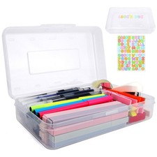Clear Large Pencil Case Hard Plastic Pencil Box Office Supplies Storage Conta...