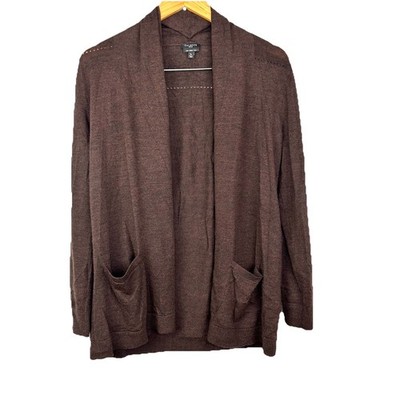 Talbots 100% Merino Wool Open Front Cardigan Sweater Women s Size Spetite  Brow