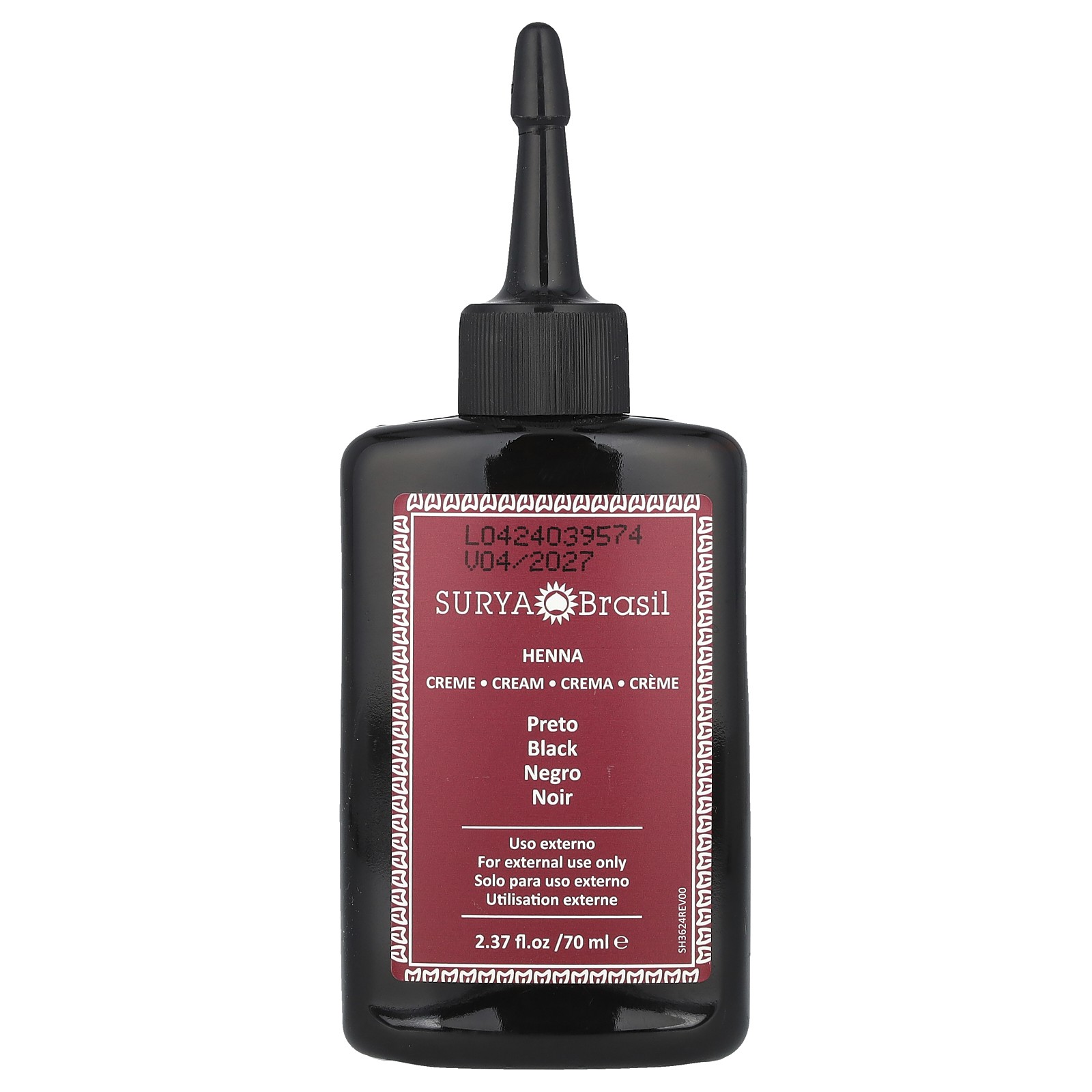 Surya Brasil, Крем-хна, краска и кондиционер для волос, черный, 2,37 ж. унц. (70 мл)