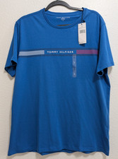 Tommy Hilfiger Men s Embroidered T-Shirt Size Large Blue Short Sleeve 39.50 Nwt