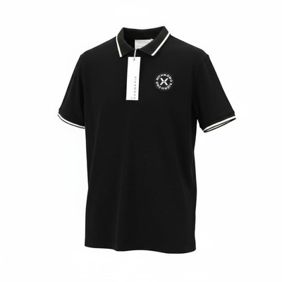 JOHN RICHMOND Herren T-Shirt M Schwarz Kurzarm Polo-Logo Patch All Seasons