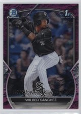 2023 Bowman Chrome Prospects Fuchsia Lunar Crater Refractor Wilber Sanchez 7ba