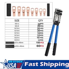 280 PCS Cable Lugs Copper Ring Crimp Terminal/Plier Car Battery Wire Connectors