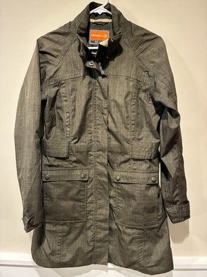 Women s Merrell Opti-shell Trench Rain Coat Jacket Olive Green Sz m