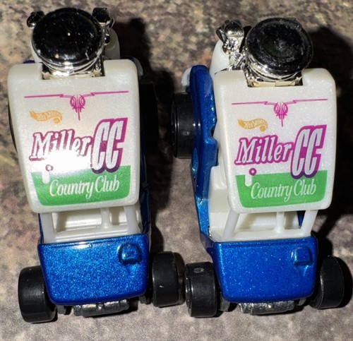 Lot Of 2 Hot Wheels Miller Country Club Golf Cart W/ Golf Clubs & Gas Engine - Picture 5 of 12