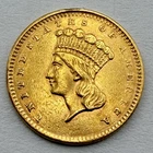 1856 $1 Gold Indian Princess Head Type 3 Pre-1933 US 1 Dollar Coin SLANTED 5