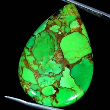 26.50Cts AA Lab-Created Green Copper Turquoise Pear Cabochon 21X32X4MM