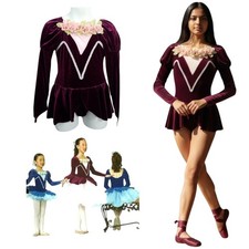 Ballet At It's Best BURGUNDY Child Small Dance Costume Skirted Leotard w/Flowers