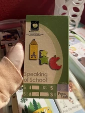 Cricut Classmate Cartridge Speaking Of School in box with book and overlay 
