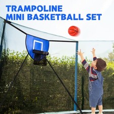 Mini Basketball Hoop for Trampoline with Enclosure Backyard Goal Game with Ball