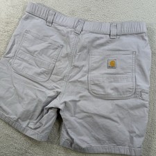Carhartt Shorts Mens 38 Grey Rugged Flex Relaxed Fit Canvas Drawstring BS5841