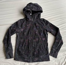 Lululemon Scuba Hoodie Full Zip Light Cotton Fleece Frozen Floral Size 6