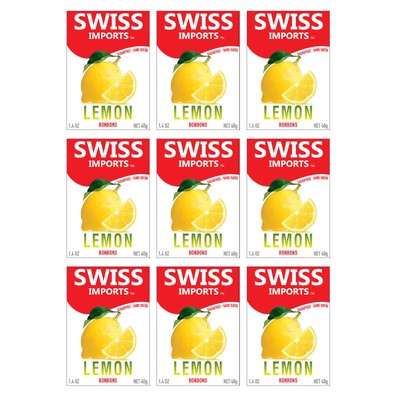Sugar Free Bonbons Hard Candy Drops, Lemon, 1.4 oz/ 40g Box, 9 Pack