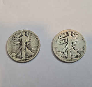 1920 D AND 1920 S WALKING LIBERTY HALF DOLLAR. LOT OF 2