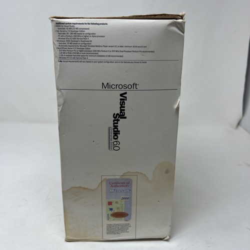 RARE AUTHENTIC Genuine Microsoft Visual Studio 6.0 Enterprise Edition 620-00139 - Picture 4 of 9