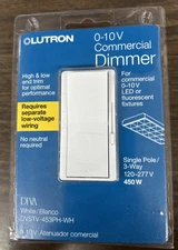 Lutron Diva Dimmer for 0-10V LED, Single-Pole or 3-Way, White