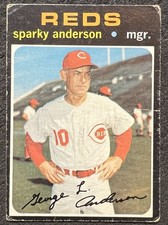 1971 TOPPS 1971 SPARKY ANDERSON (CINCINNATI REDS) #688 G LITE CREASES SCRATCH SP