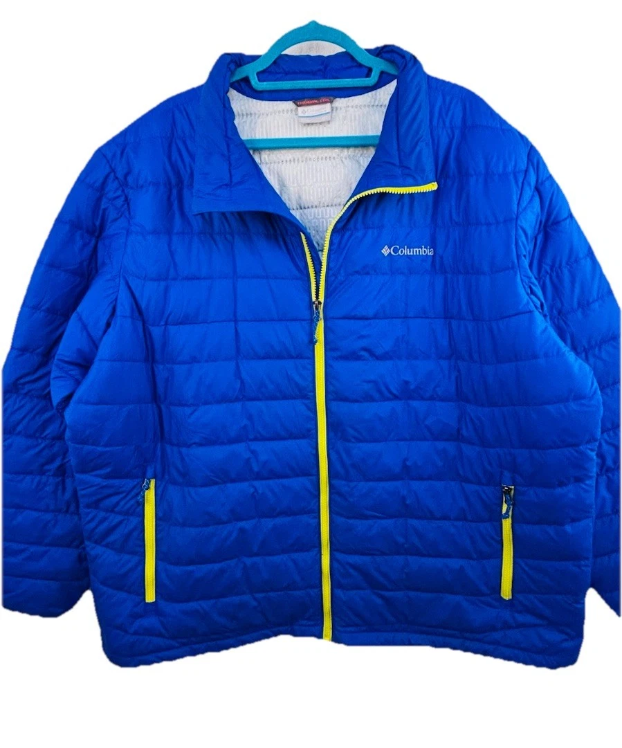 COLUMBIA Blue Warm INSULATED WINTER JACKET Thermal Coil Ski Hike Coat Men's XXL