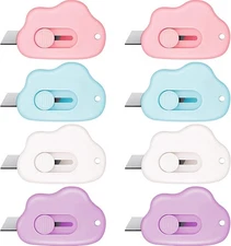 8 Pcs Mini Utility Knives Cloud Shape Retractable Box Cutters for Office
