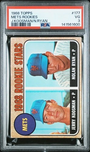 1968 TOPPS Jerry KOOSMAN Nolan RYAN #177 METS ROOKIES RC PSA 3 Fresh SLAB FREE S