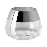 Fink Teelichthalter Ø 15 Cm Transparent Glas Windlicht Kerzenhalter & Silberrand