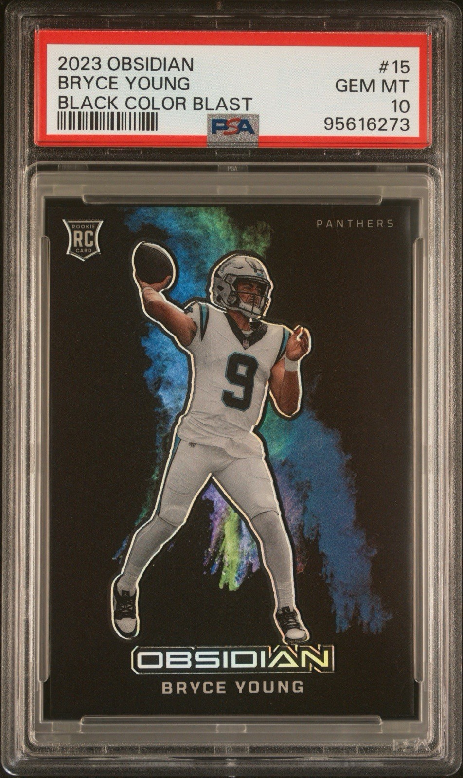 2023 PANINI OBSIDIAN BLACK COLOR BLAST #15 BRYCE YOUNG ROOKIE RC PSA 10