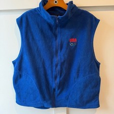 United States Olympic Committee Team USA Men's Fleece Vest Blue Full Zip XL