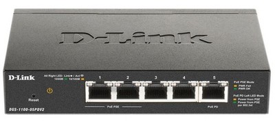 D-LINK - 5 Port Gigabit PoE-Powered Smart Managed Desktop Switch