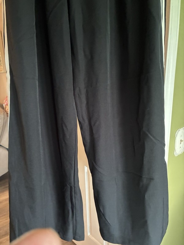 Black Pants With White Stripes On Both Sides Wide Leg S