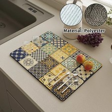 Dish Drying Mat Absorbent Kitchen Counter Drain Pad Non Slip Placemat