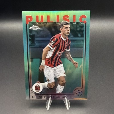 2024-25 Topps Chrome UEFA Christian Pulisic Aqua Refractor /199 #76 AC Milan USA