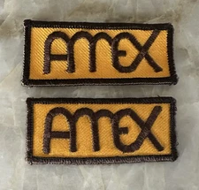 2 Vintage AMEX Patches Yellow With Brown Lettering 