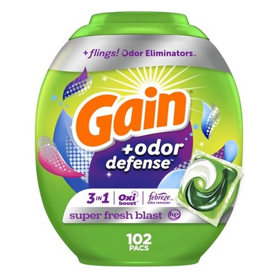 Gain Flings Laundry Detergent Pacs with Odor Defense, Super Fresh Blast Scent