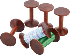 Wooden Spools 6Pcs Empty Wood Thread Spools Sewing Bobbins Spools Craft for Wire