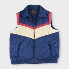 Vintage Holiday Ranger Puffer Vest Men’s L 70s Colorblock Nylon Western Retro
