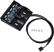 USB HUB Front Panel with 4 USB2.0 Ports, 3.5 Inch Multport Panel Floppy Bay 9 Pi