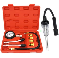 Petrol Engine Cylinder Compression Tester Kit and Spark Plug Tester Tool Fit ...