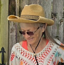 UPF PROTECTION WESTERN HAT SUN N' SAND 3 1/2" BRIM SUN HAT with RAWHIDE STRAP