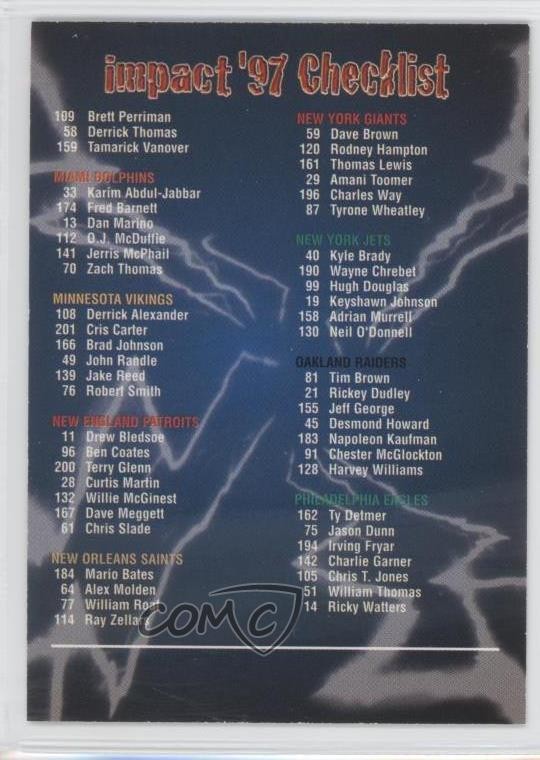 1997 Skybox Impact Checklist #249 11pj