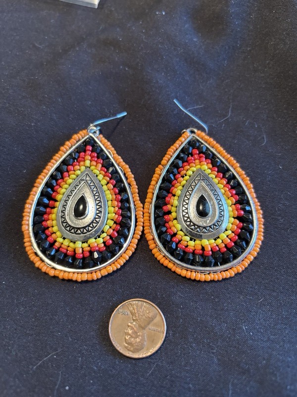 NATIVE AMERICAN HAND CRAFTED BEAD EARRINGS SOUTHWEST NWOT